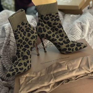 Sauvage Leopard Knit Sock Boot | Size 37.5